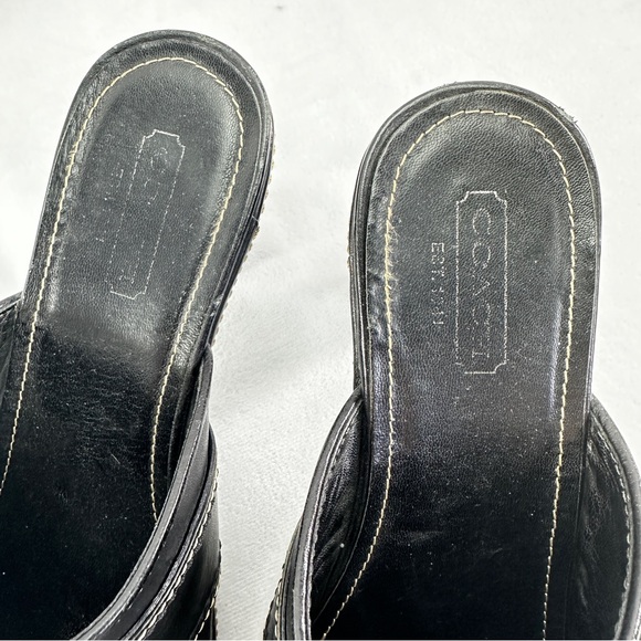 Coach Candace Buckle Mules Clogs Vintage Grunge Y2K Business Black Leather - Picture 2 of 10